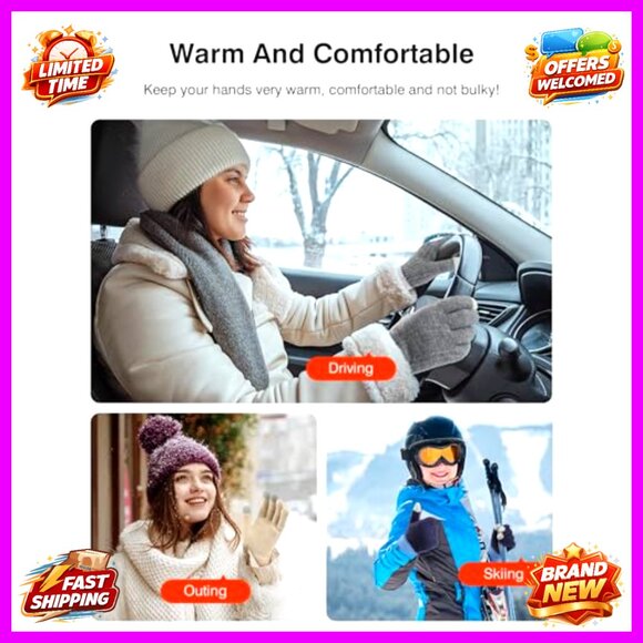 4 Pairs Fleece Lined Touchscreen Winter Gloves for Women, Windproof & Warm - Picture 5 of 6